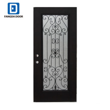 Fangda superior qualidade iron woodgrain desconto porta de ferro forjado